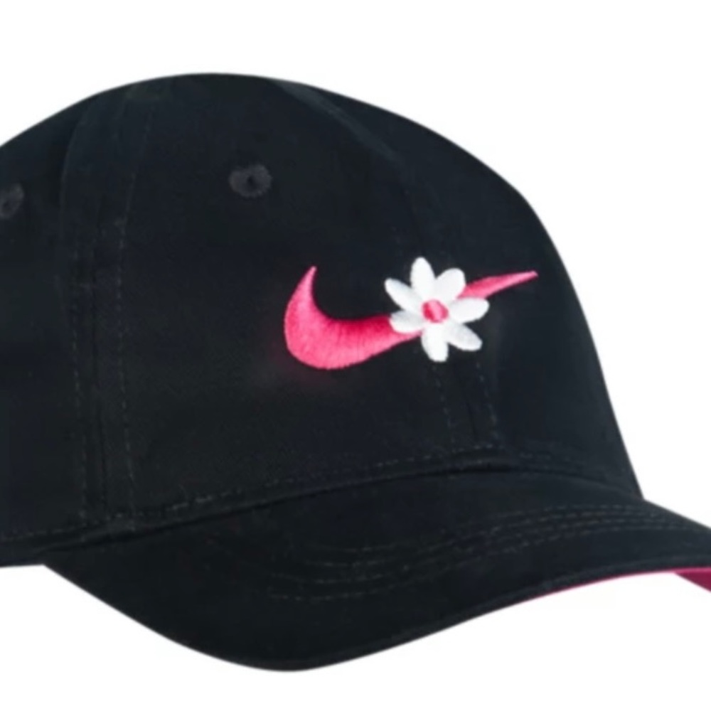 Nike black Pink daisy flower Youth Cap Hat Baseball Adjustable Brim girl youth - Picture 1 of 4